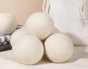 Wool Dryer Balls, Natural Fabric Softener, Reusable Laundry Balls for Reducing Static and Wrinkles, 6 Pack