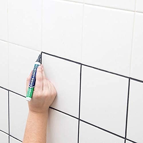 Grout Pen Tile Paint Marker: Waterproof Grout Colorant and Sealer Pen to Renew, Repair, and Refresh Tile Grout - Cleaner Coating Stain Pens - 2 Pack, 5mm Narrow and 15mm Wide Tip Pens - Grey
