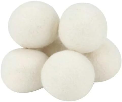 Wool Dryer Balls, Natural Fabric Softener, Reusable Laundry Balls for Reducing Static and Wrinkles, 6 Pack