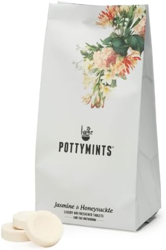Potty Mints Dissolvable Air Freshener Toilet Tablets | Jasmine and Honeysuckle| Long-Lasting, Non-Toxic | Made in The USA | Discreet Packaging, Septic Safe | Travel Friendly (20 Bag)