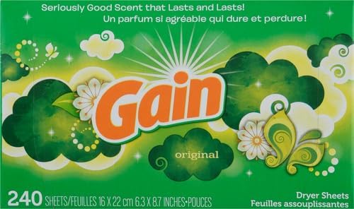 Gain Dryer Sheets Fabric Softener, Original Scent | 240 Count | Pack of 2
