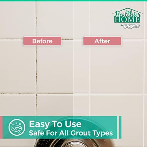 CHOMP! Grout Cleaner Bundle, Includes Long Handle Stand Up Brush, Refreshes Grout and Removes Stains on Tile Floors and Bathroom Walls & Kitchens (4 Pack Set)