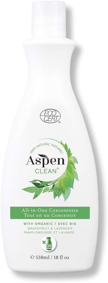 AspenClean Natural Multi-Surface Cleaning Concentrate | Kitchen, Bathroom, Glass & More | Makes 35 bottles | 18 floz