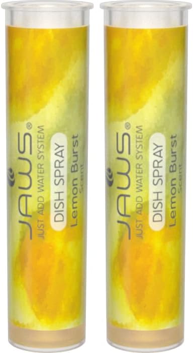 JAWS Dish Spray Cleaner Kit - 15 oz Refillable Bottle, 2 Lemon Scented Refills - Your Solution for Sparkling Dishes, Pots, Pans, Sinks, and Beyond!