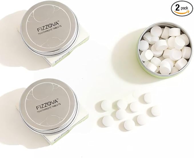 Toothpaste Tablets with CalciumPhosphosilicate&Hydroxyapatite,Fluoride Free mouthwash Tablets,Plastic Free Travel Size toiletries,whiteningDental Cleaning Tablets,60 Count Mint