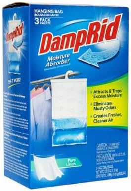 DampRid Pure Linen Hanging Moisture Absorber, 3 Pack, For Fresher, Cleaner Air in Closets