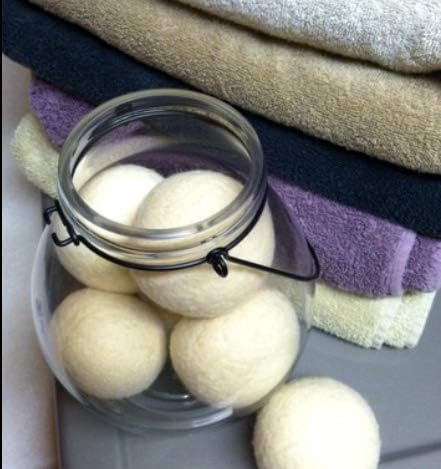 Three Eco-friendly 100% Wool Dryer Ball Gift Set -Handmade in USA- Premium Wool from American Farms, Soft, X-large, Natural and Unscented, Small Family Set of 3