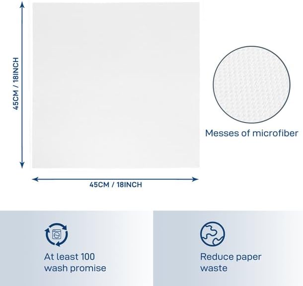 Microfiber Cleaning Cloths Glass Cleaner: 8 Packs 18X18 Window Cleaner Kit Wine Glasses Polishing Cloth Lint Free Washable Reusable Quickly Clean Mirro Screen Stainless Steel Windshield (03 White)
