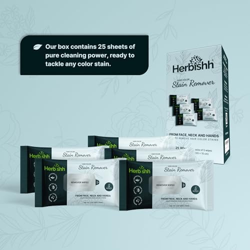 Herbishh Hair Color Stain Remover Wipes - Gentle Formula for Dye Cleanup, Skin-Friendly Travel Pack (Pack of 10)