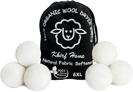 Premium XL Wool Dryer Balls 6-Pack | 100% Organic New Zealand Wool, Handcrafted, Reusable for 1,000+ Loads | Eco-Friendly Fabric Softener, Wrinkle & Static Reduction, Faster Drying