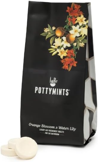 Potty Mints Dissolvable Air Freshener Toilet Tablets | Orange Blossom and Water Lily | Long-Lasting, Non-Toxic | Made in The USA | Discreet Packaging, Septic Safe | Travel Friendly (20 Bag)