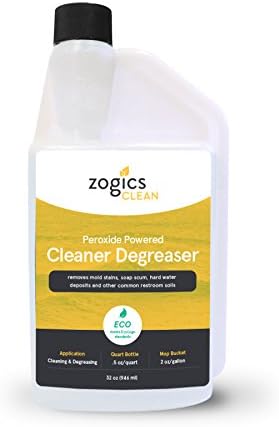 Zogics Peroxide Powered Cleaner Degreaser, 32 oz Bottle Makes up to 8 Gallons - Meets ECOLOGO Standards