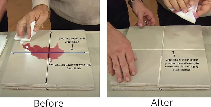 Kit - The Professional's Choice - Color and Seal Grout - Prevents Stains and Creates Easy to Clean Grout - 8oz Bottle, Wheel applicator, Brush applicator, and Scrub pad (Almond)