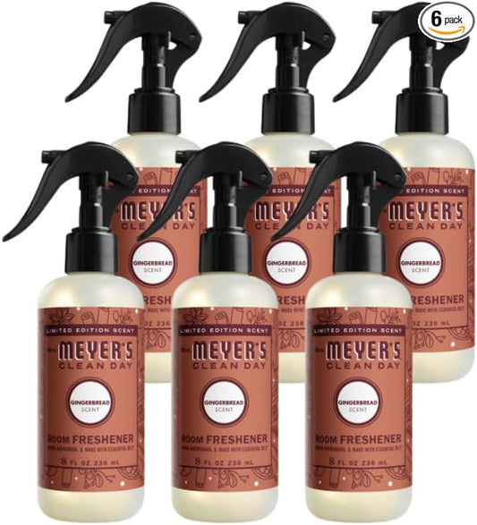 MRS. MEYER'S CLEAN DAY Room Freshener, Limited Edition, Gingerbread Scent, 8 fl oz. (Pack of 6)