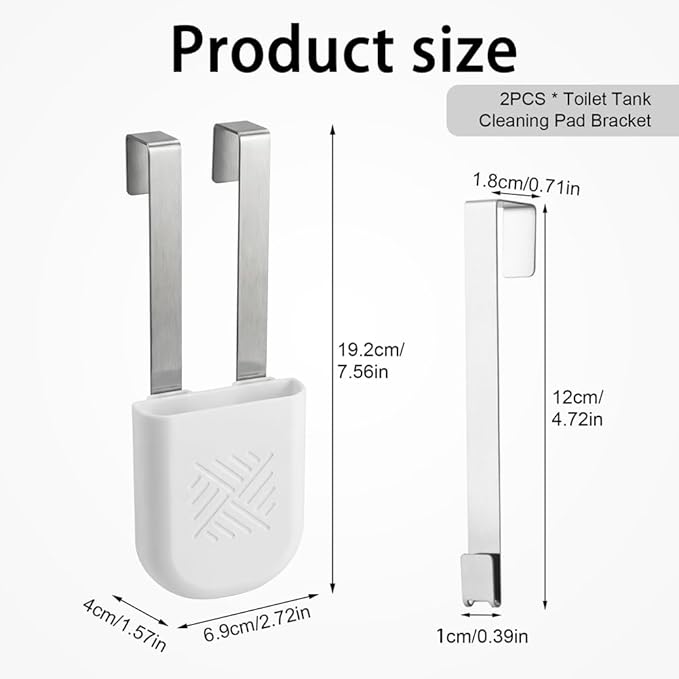 2 Pcs Toilet Tank Cleaning Tablet Holder, Hanging Toilet Tank Cleaner Caddy, Bleach Tablet Bracket, Bowl Cleaner Carrier for Polluting Water Tank, 7.6'' x 2.7'' x 1.57'' (COLOR:White)