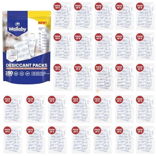 Wallaby 2g Silica Gel Desiccant Packs – 350 Packets (Food Safe, Rechargeable)