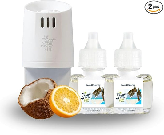 Scent Fill Island Essence Plug in Air Freshener, Scented Oil Refills, 2 Refills + Diffuser