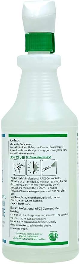 CHARLIE'S PROFESSIONAL Biodegradable Non-Toxic All Purpose Cleaner Concentrate, 32oz Spray Bottle