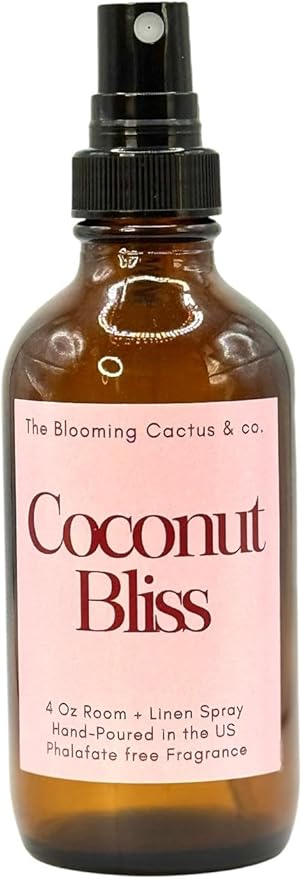 The Blooming Cactus & Co. Home | Linen | Room Spray - Air Freshener - Odor Eliminator - Car Air Freshener - Fabric Refresher - Mist Hand Poured - Made in USA – (Coconut Bliss)