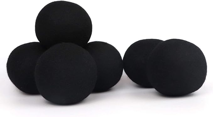 Woolous Black Dryer Balls, Natural Reusable New Zealand Eco Sheep Handmade XL Organic Wool Laundry Dryer Balls(XL,6pack)