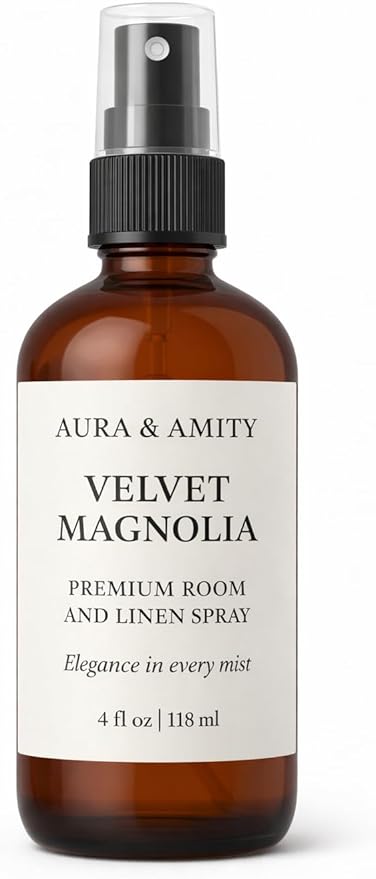 Aura & Amity Premium Room & Linen Spray – Handmade Luxury Fabric & Home Fragrance Mist, Long-Lasting, Made in USA (Velvet Magnolia)