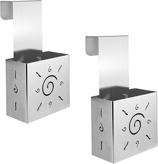 2 Pcs 304 Stainless Steel Toilet Tank Cleaner Caddy with Adjustable Hook - Hanging Holder for Blue Tablets & Bleach Pods (Silver)
