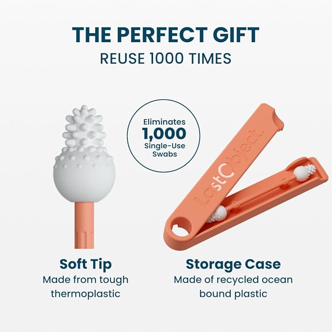 LastSwab® Reusable Cotton Safety Swabs for Baby Ear Cleaning - The Sustainable and Sanitary Alternative to Single-Use Q Tips - Easy to Clean and Zero Waste - Convenient Travel Case Holder