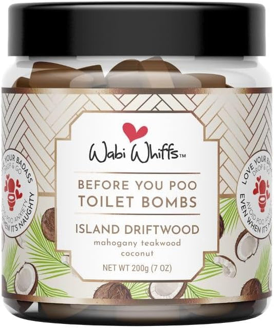 Fizzing Toilet Bombs ??Island Driftwood | Natural Bathroom Deodorizer | Odor Eliminator Tablets For Freshness & Cleanliness | Eco-Friendly Septic Safe Tablets | 60 Count |