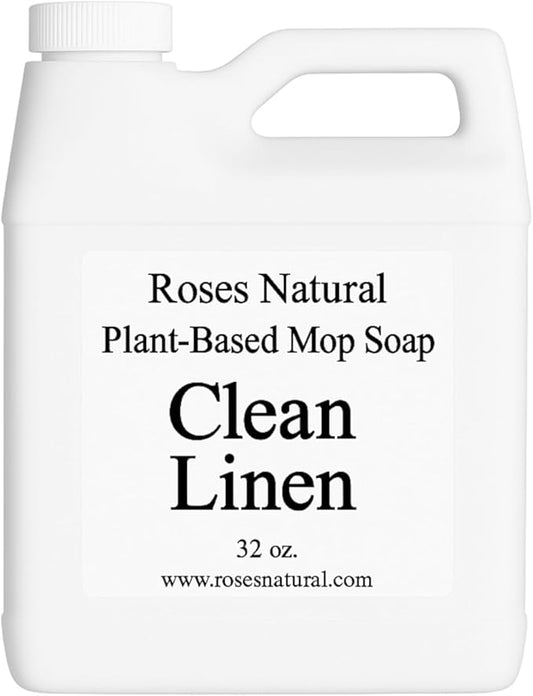 Plant-Based Floor Cleaner Mop Soap – 32 oz | Streak-Free, Highly Scented, Concentrated Mop Solution for Tile, Vinyl, Hardwood & Sealed Floors | Non-Toxic, Eco-Friendly (Clean Linen)