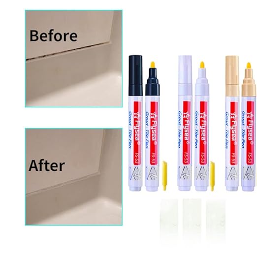 10 Pieces Tile and Wall Grout Color Pen - Repair and Refill Marker for Tiles, Floor, Kitchen, Bathroom (Black)