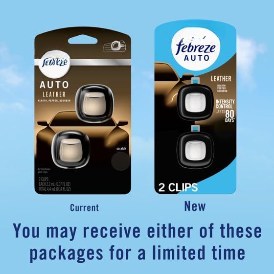 Feb-reze Car Air Freshener Vent Clips - 2 Clips - 0.07 Fl Oz (Leather) pack 1