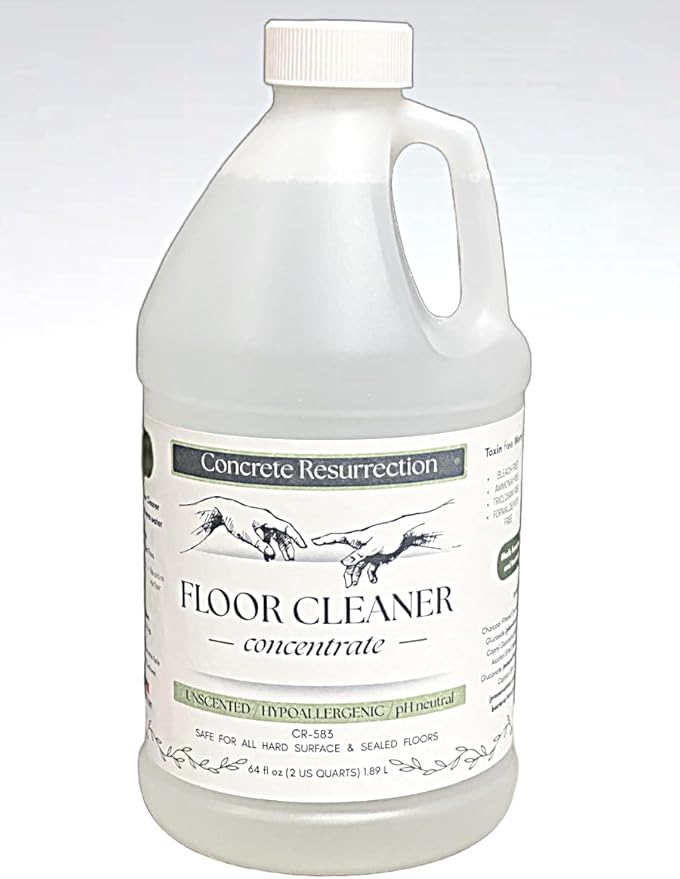 Concrete Resurrection Clean Living Floor Cleaner – Multi-Surface, Non-Toxic, Plant-Based, pH Neutral, Family & Pet Friendly. Safe, effective, and naturally scented for everyday clean.