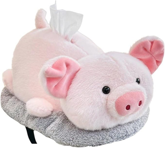 Plush Tissue Box Holder Cartoon Tissue Box Cover Decorative Tissue Holder Napkin Dispenser with Bamboo Charcoal Air Purifying Bag Design for Car Home