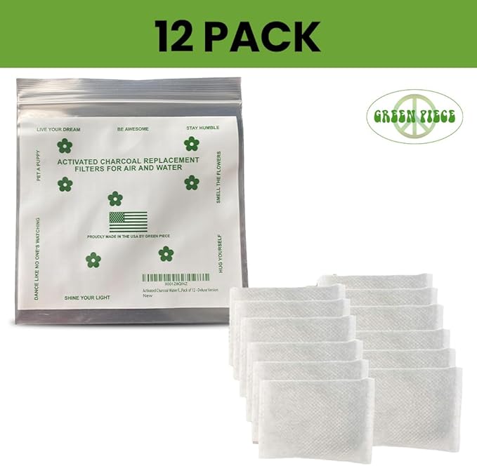 Green Piece® All-Natural Baby Diaper Pail Deodorizer - Activated Charcoal Air Purifier Compatible with Diaper Pails, Shoe Closets, Trash Cans (Pack of 12 + 1 Big Filter)