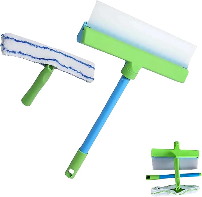 AquaSwipe Window Squeegee, Aqua Swipe Window Cleaner, Recyclable Silicone Window Squeegee Kit with Microfiber Scrubber, Glass Cleaning Tools for Shower Glass Mirror, Car(Blue)