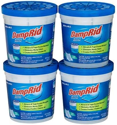 DampRid Pure Linen Refillable Absorber-10.5oz Traps Moisture for Fresher, Cleaner Air, 10.5oz cups - 4 pack, Blue, 4 Count