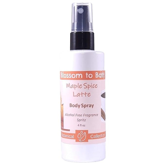 Blossom to Bath Maple Spice Latte Body Spray (4 Ounce) - Natural Fragrance - Energizes Skin with a Pumpkin Spice Latte Scent