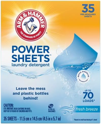 Arm & Hammer Laundry Detergent Power Sheets,Fresh Breeze, up to 210 Loads, 35 Ct (Pack of 3)