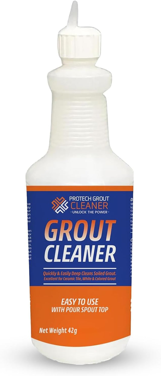 ProTech Grout Cleaner & Stain Cleaner - 32 Ounce After Adding Water - Heavy Duty Grout Stain Remover for Tile Floors, Showers, bathroom grout & Kitchens. Non-Toxic & Safe, Best for Deep Cleaning