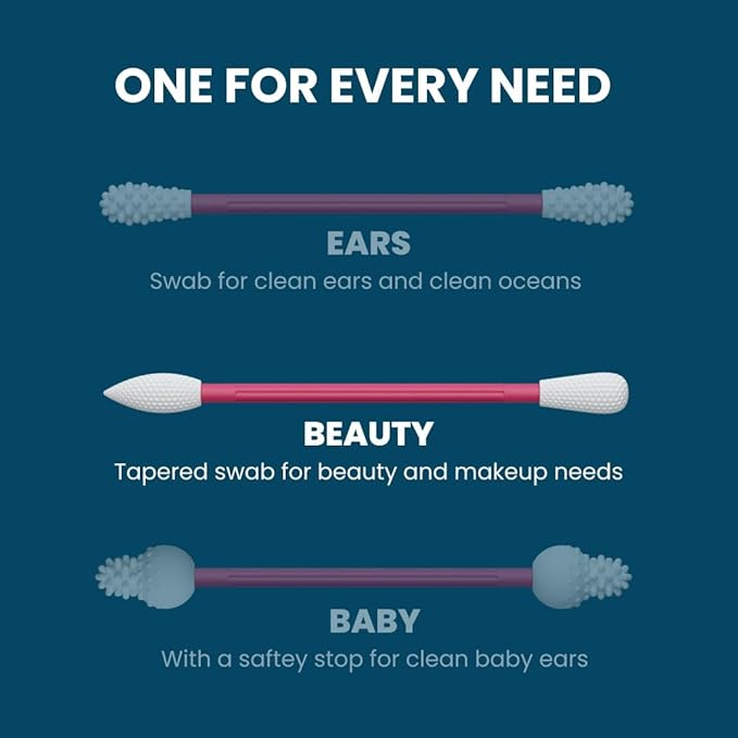 LastSwab® Reusable Cotton Swabs for Gentle and Eco-Friendly Beauty Routines - The Sustainable Alternative to Single-Use Q Tips - Zero Waste & Easy to Clean - Comes with a Convenient Travel Case Holder