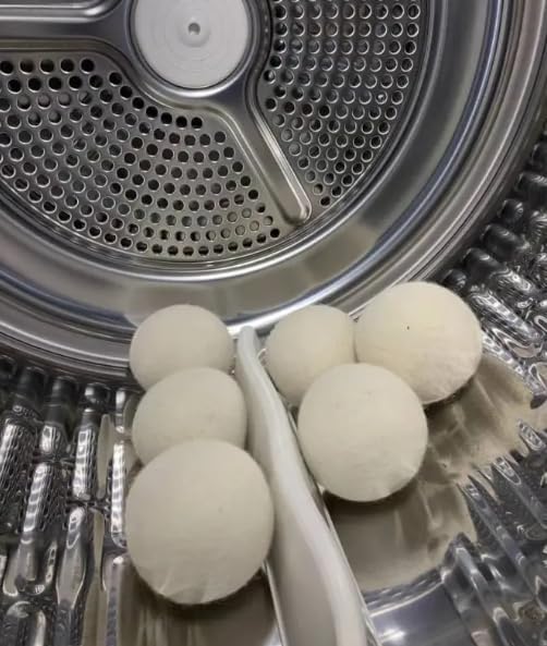 Wool Dryer Balls, Natural Fabric Softener, Reusable Laundry Balls for Reducing Static and Wrinkles, 6 Pack