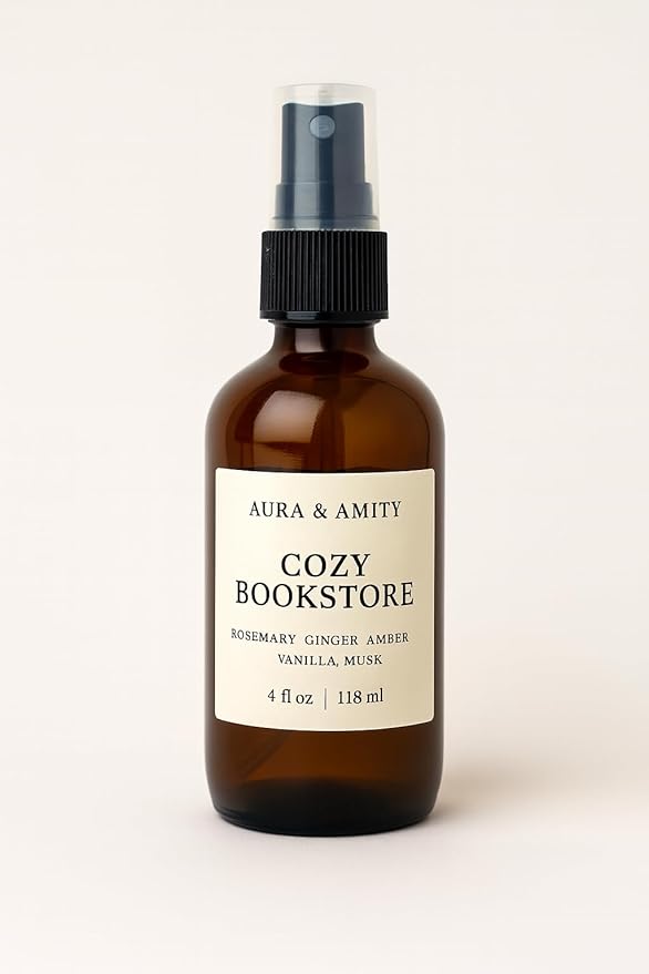 Aura & Amity Premium Room & Linen Spray – Handmade Luxury Fabric & Home Fragrance Mist, Long-Lasting & Eco-Friendly (Cozy Bookstore)