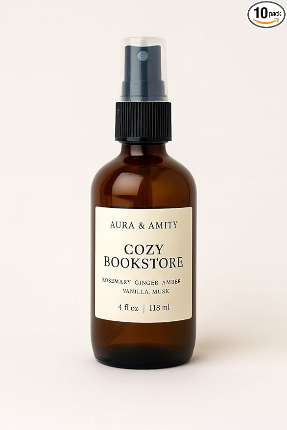 Aura & Amity Premium Room & Linen Spray – Handmade Luxury Fabric & Home Fragrance Mist, Long-Lasting & Eco-Friendly (Cozy Bookstore)