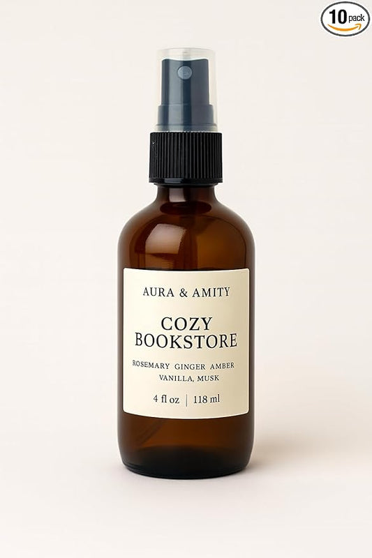 Aura & Amity Premium Room & Linen Spray – Handmade Luxury Fabric & Home Fragrance Mist, Long-Lasting & Eco-Friendly (Cozy Bookstore)