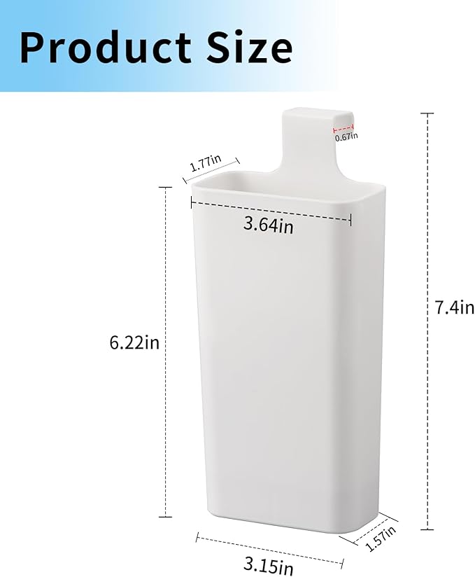 Premium Toilet Tank Tablet Holder – Plastic Hanging Cleaner Caddy (7.5'' x 3.5'' x 2.5'', White) – Toilet Bowl Cleaner Hanging Carrier - Prevents Dissolved Residue in Water Tank