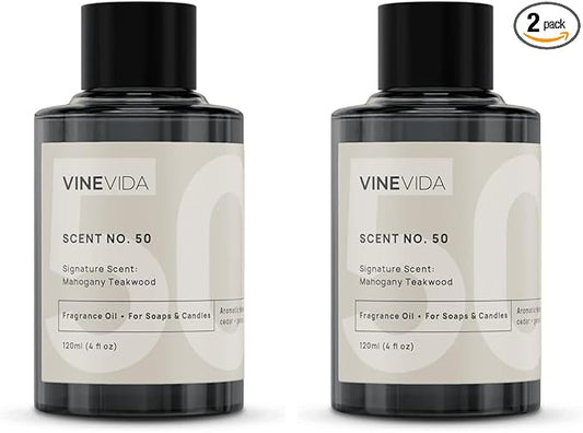 VINEVIDA [4oz] Mahogany Teakwood Fragrance Oil for Candle Making and Soap Making - Premium Candle Scents for Soy Candles (Pack of 2)