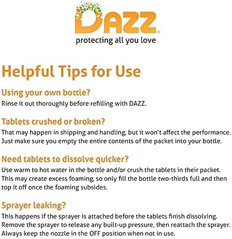 DAZZ Bathroom Cleaner Refill Pack (Makes 4 Bottles) for Tile, Tub Shower, Countertop and Bathroom Surfaces - All Natural, Eco Friendly, Non Toxic - Safe for Kids & Pets