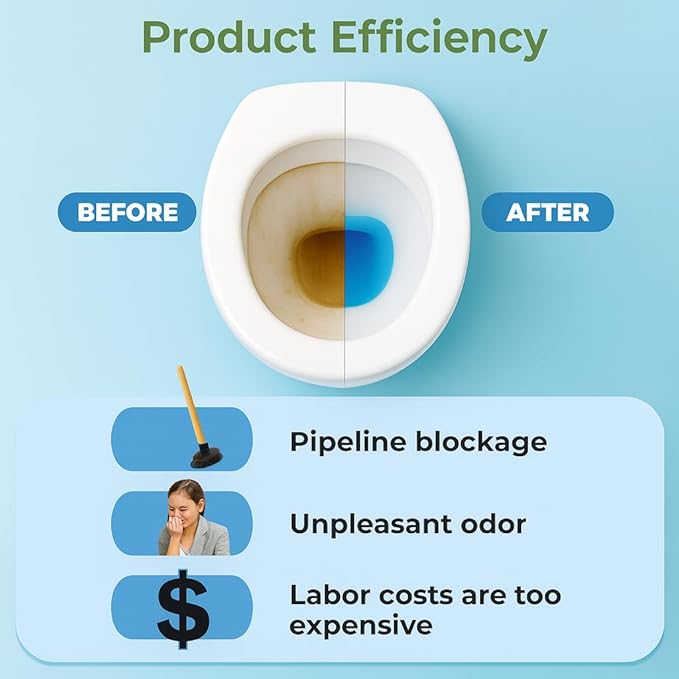 Ultra-Long Lasting Toilet Bowl Cleaners – 6 Pack Automatic Toilet Tank Cleaning Bottles Tablets, Long-Lasting Stain & Odor Control, Septic-Safe, Blue Water, Fresh Scent