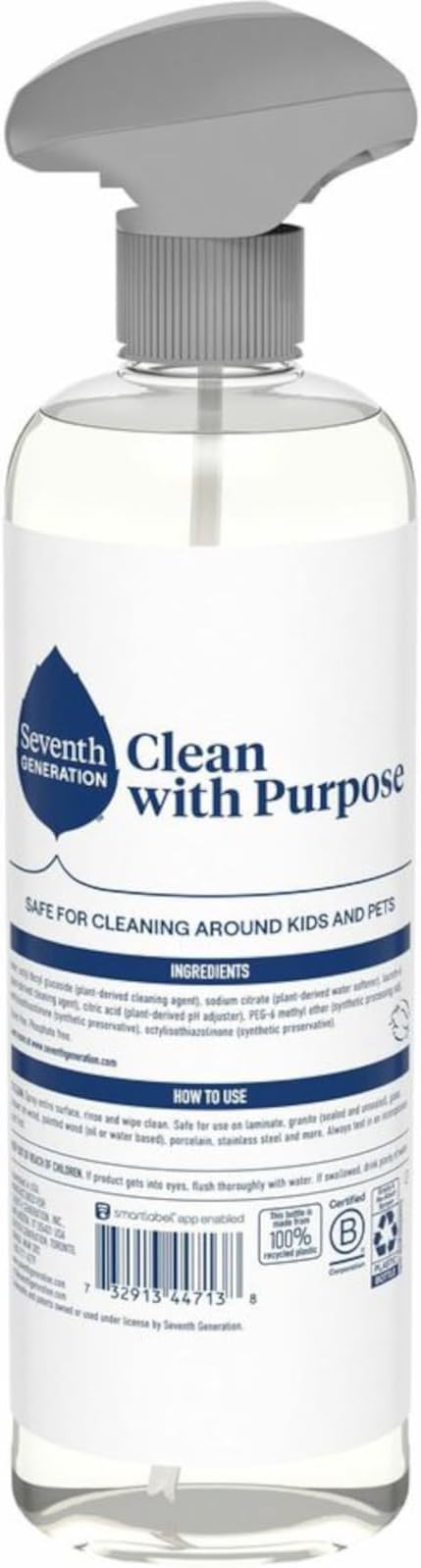 Seventh Gen Non-toxic Eco-friendly All Purpose Streak-free Cleaner Degreaser, Fragrances Free, 23 Fl Oz bundled with Microfiber Cloth