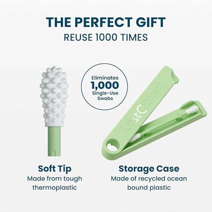 LastSwab Reusable Cotton Swabs for Ear Cleaning - Green